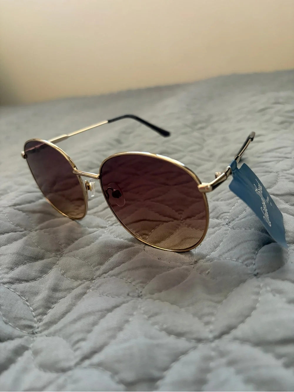 Universal Thread Gold Round Sunglasses with Brown Lenses